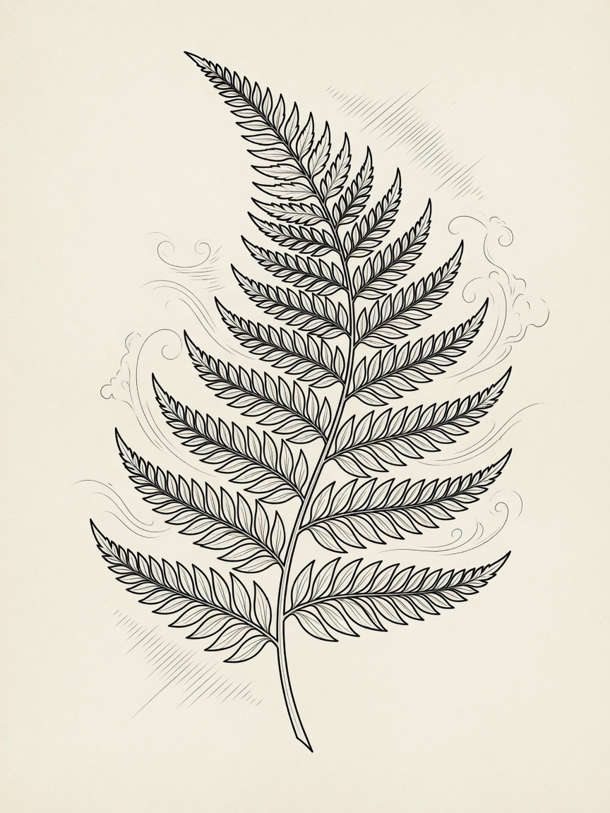 Fern — Japanese Linework Tattoo Design — Japanese Linework fern tattoo design