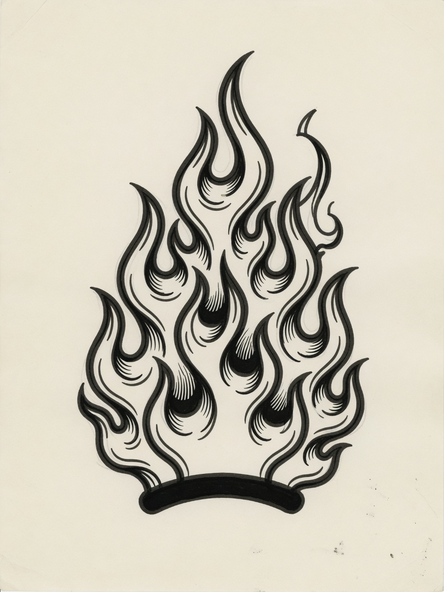 American Traditional Flame tattoo