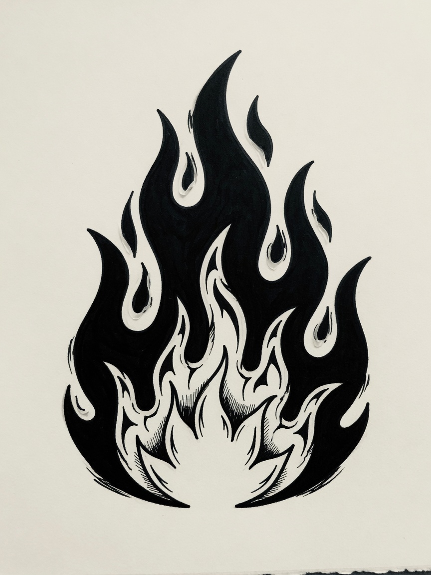 Blackwork Flame tattoo
