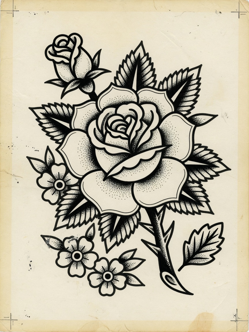 Flower — American Traditional Tattoo Design — American Traditional flower tattoo design
