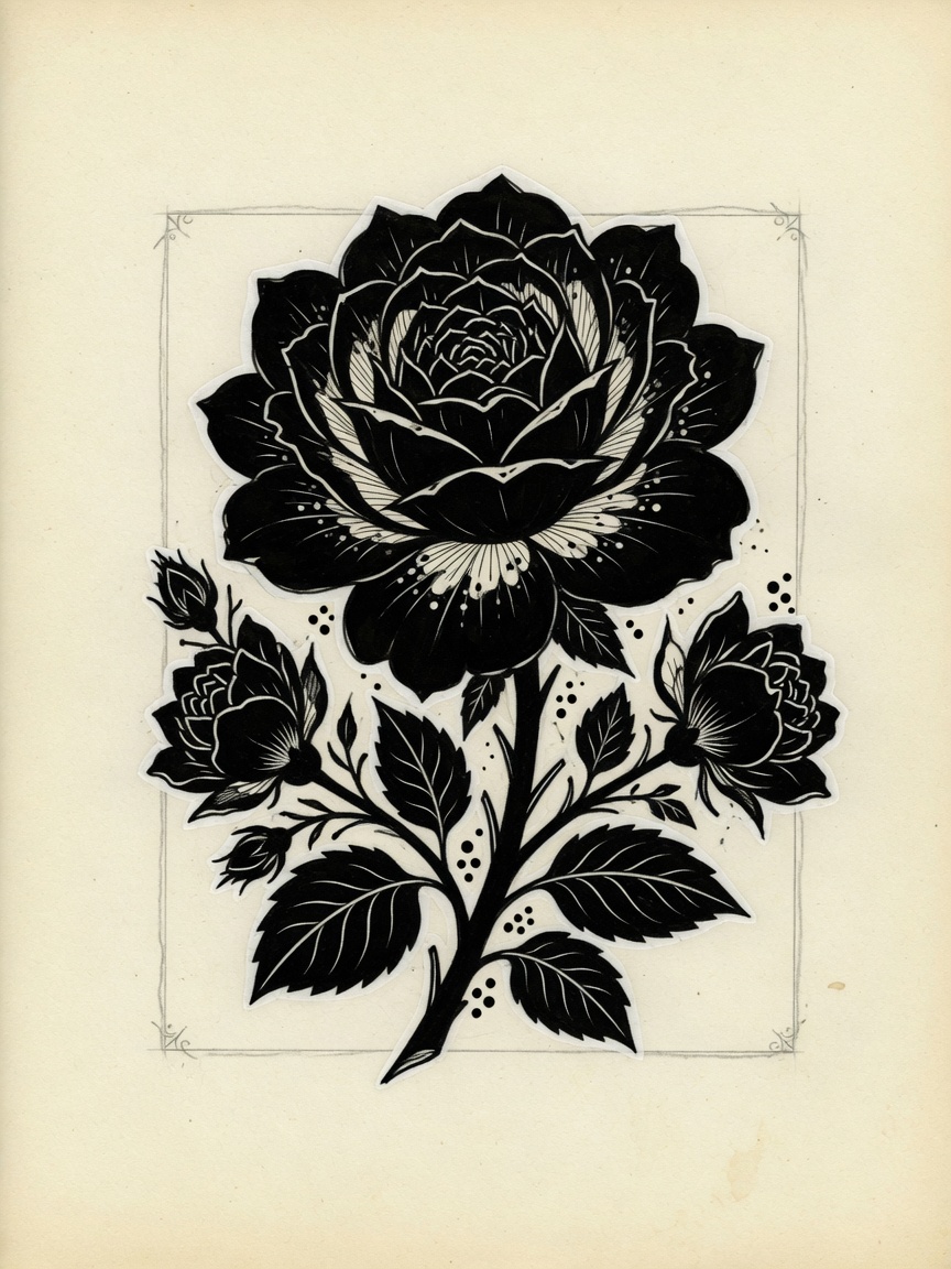 Flower — Blackwork Tattoo Design — Blackwork flower tattoo design