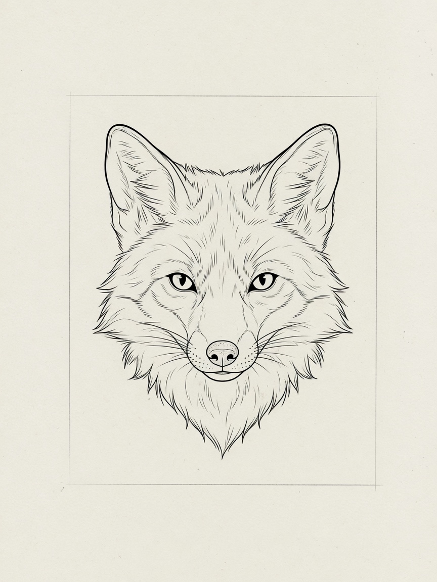 Fox — Fine Line Tattoo — Fine Line fox tattoo design