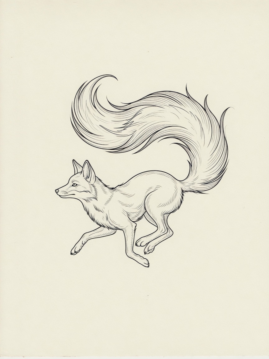 Fox — Fine Line Tattoo — Fine Line fox tattoo design