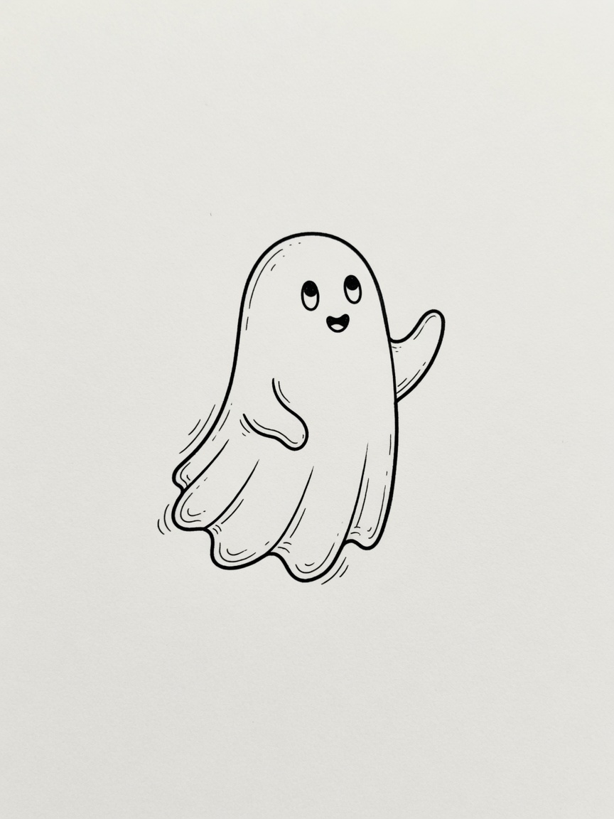 Ghost — Fine Line Tattoo — Fine Line ghost tattoo design
