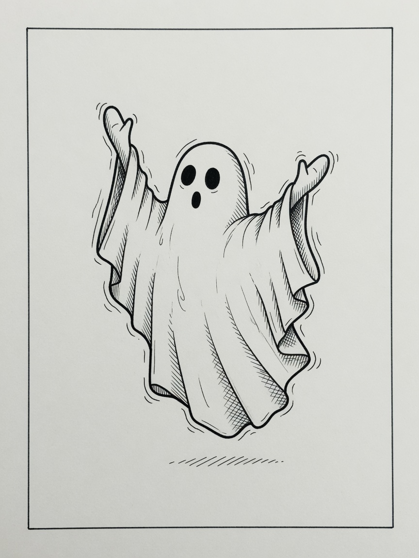 Ghost — Fine Line Tattoo — Fine Line ghost tattoo design