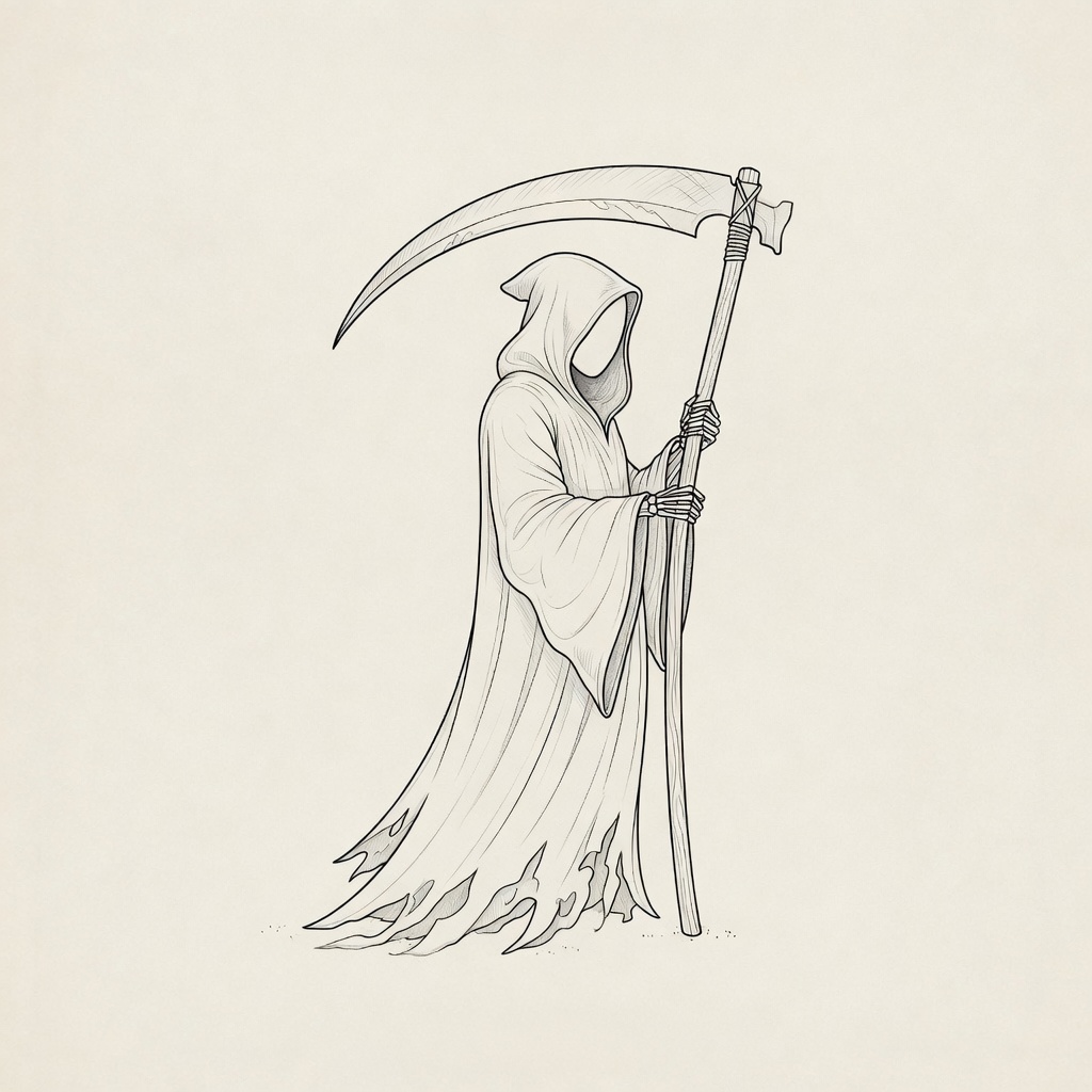 Grim Reaper — Fine Line Tattoo — Fine Line grim-reaper tattoo design