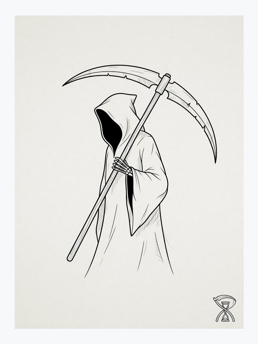 Grim Reaper — Fine Line Tattoo — Fine Line grim-reaper tattoo design