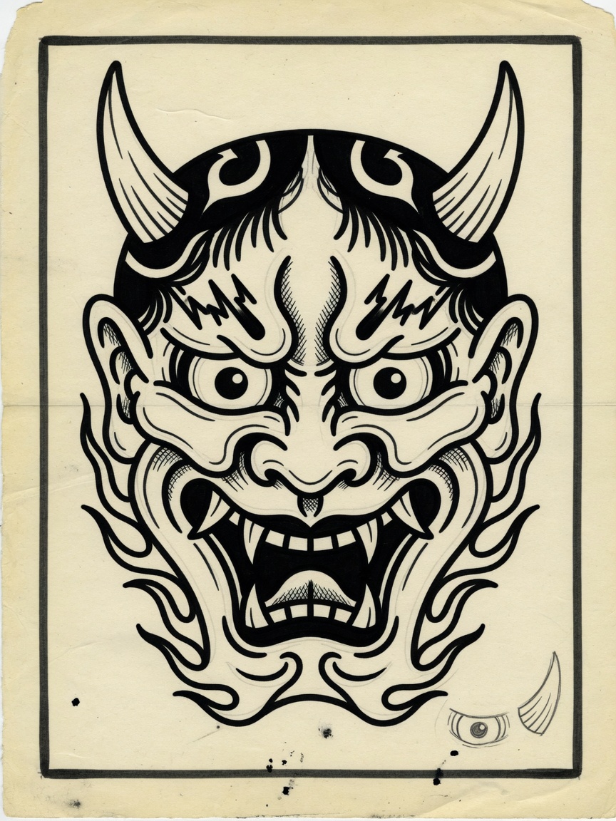 American Traditional Hannya tattoo