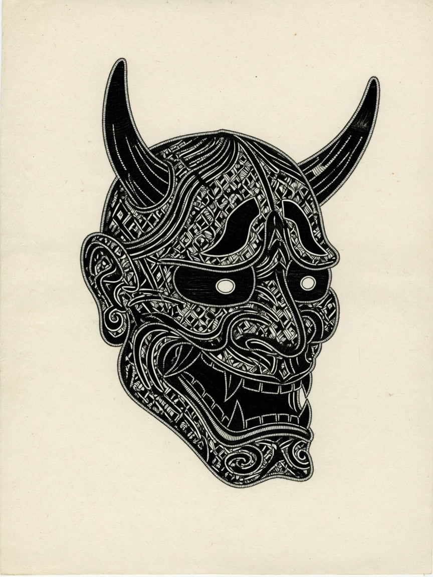 Hannya — Blackwork Tattoo Design — Blackwork hannya tattoo design