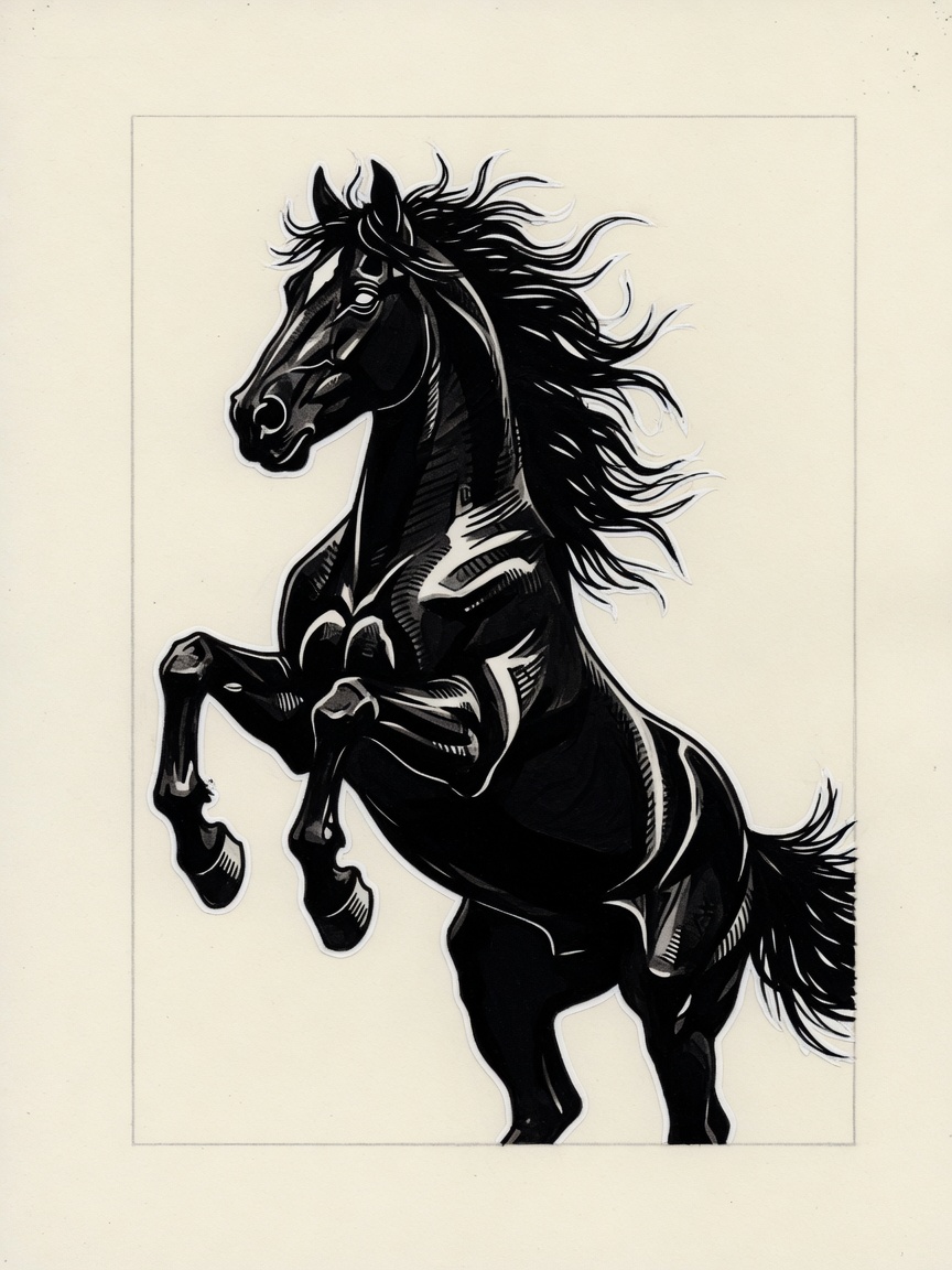 Horse — Blackwork Tattoo Design — Blackwork horse tattoo design