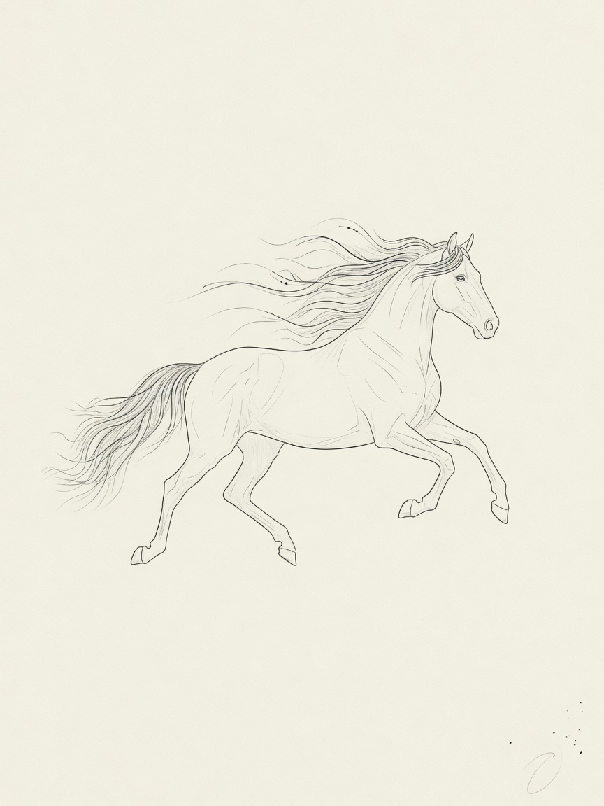 Horse — Fine Line Tattoo Design — Fine Line horse tattoo design