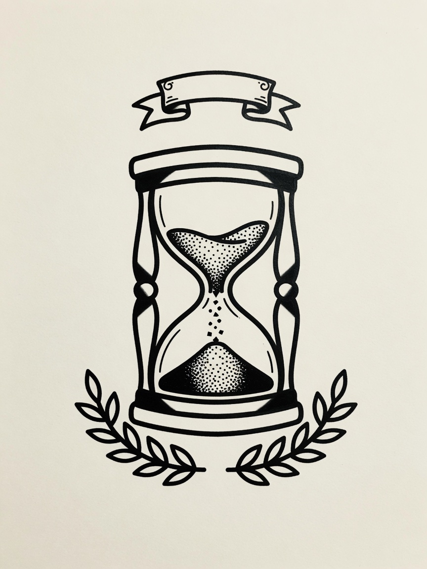 Hourglass — American Traditional Tattoo Design — American Traditional hourglass tattoo design