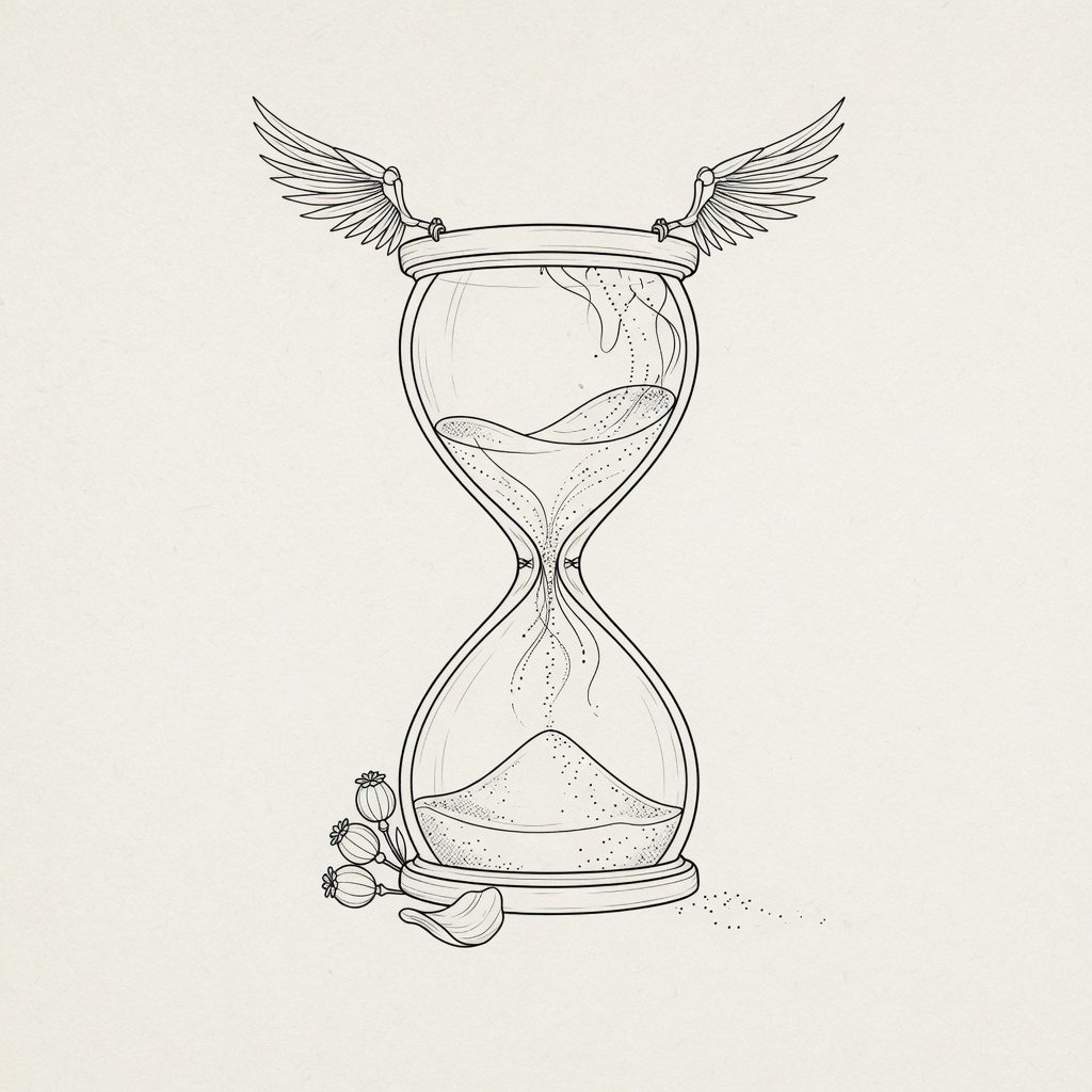 Hourglass — Fine Line Tattoo — Fine Line hourglass tattoo design