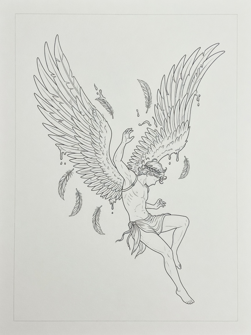 Icarus — Fine Line Tattoo — Fine Line icarus tattoo design