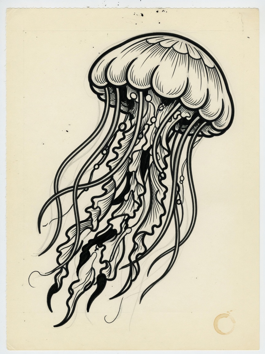 Jellyfish — American Traditional Tattoo Design — American Traditional jellyfish tattoo design