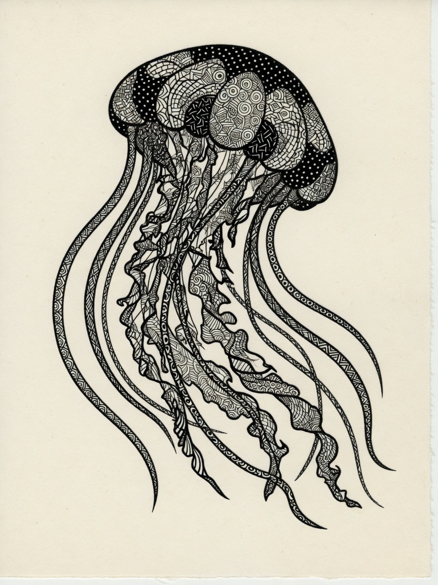 Jellyfish — Blackwork Tattoo Design — Blackwork jellyfish tattoo design