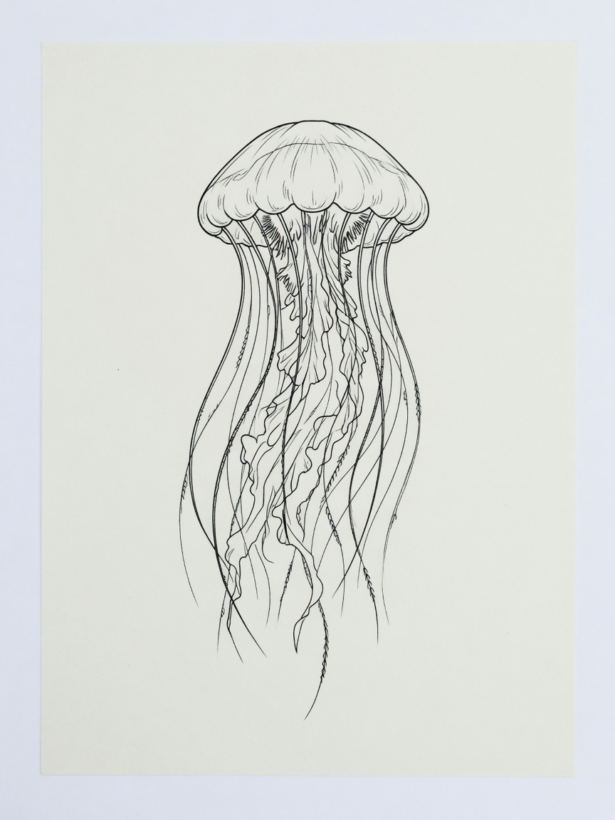 Jellyfish — Fine Line Tattoo — Fine Line jellyfish tattoo design