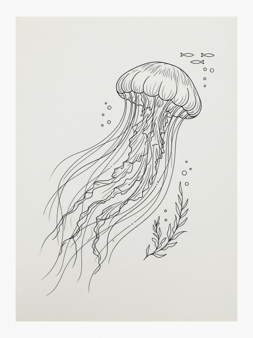 Jellyfish — Fine Line Tattoo — Fine Line jellyfish tattoo design