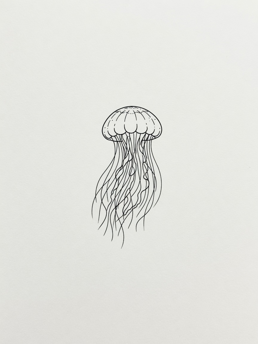 Jellyfish — Fine Line Tattoo — Fine Line jellyfish tattoo design