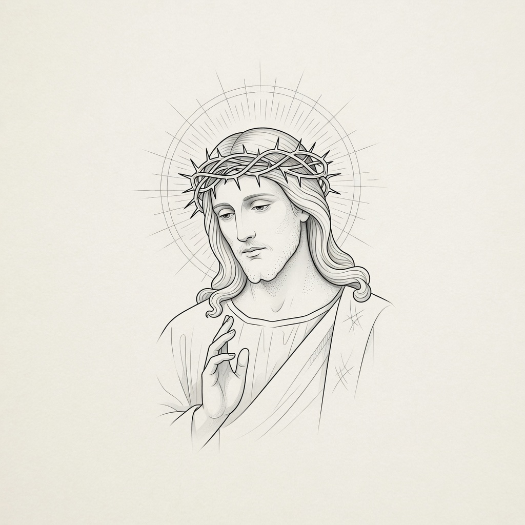 Jesus — Fine Line Tattoo — Fine Line jesus tattoo design