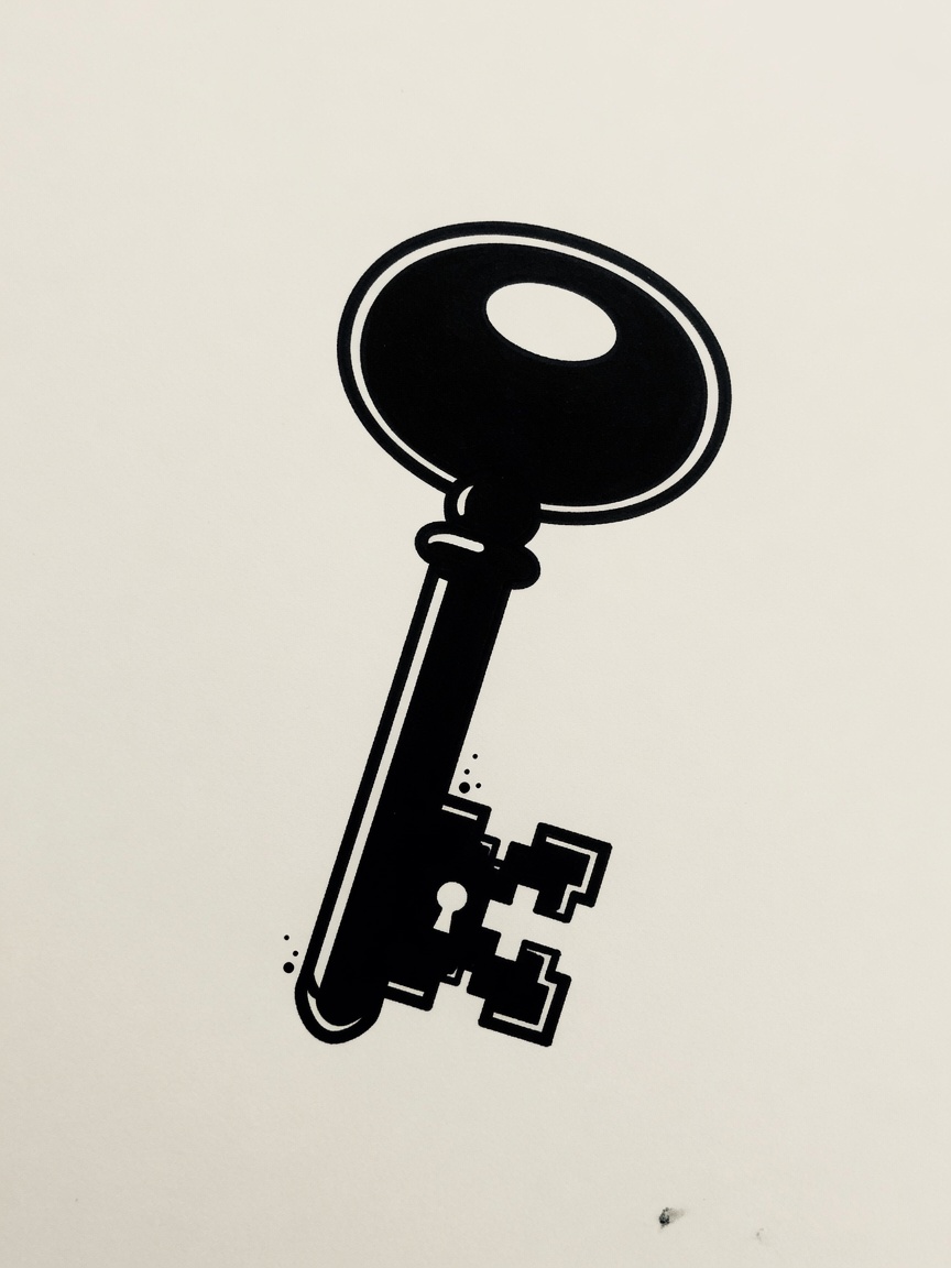 Key — Blackwork Tattoo Design — Blackwork key tattoo design
