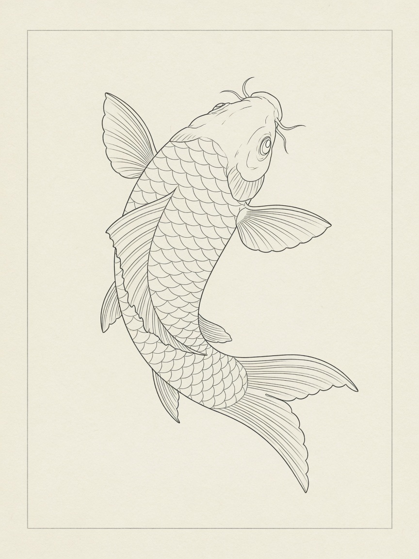 Koi — Fine Line Tattoo — Fine Line koi tattoo design