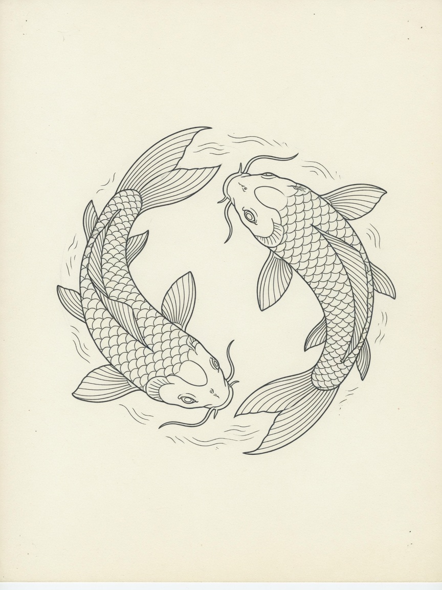 Koi — Fine Line Tattoo — Fine Line koi tattoo design
