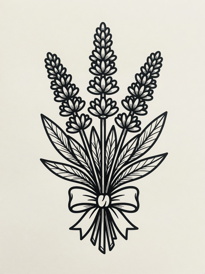 Lavender — American Traditional Tattoo Design — American Traditional lavender tattoo design