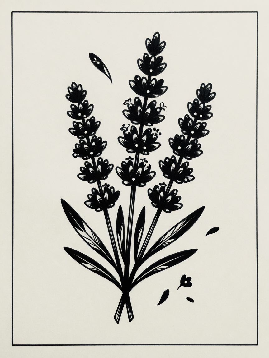 Lavender — Blackwork Tattoo Design — Blackwork lavender tattoo design