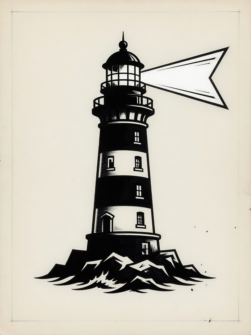 Lighthouse — Blackwork Tattoo Design — Blackwork lighthouse tattoo design
