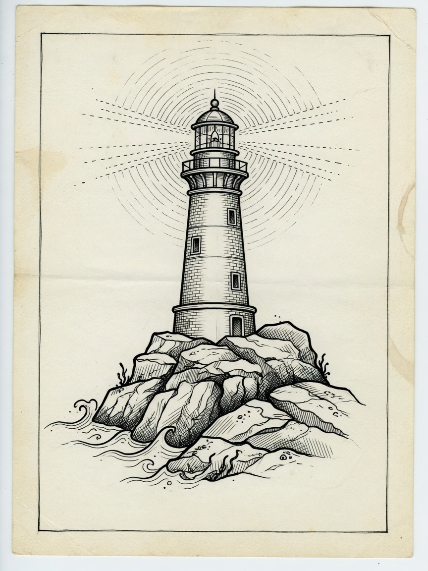 Lighthouse — Fine Line Tattoo Design — Fine Line lighthouse tattoo design