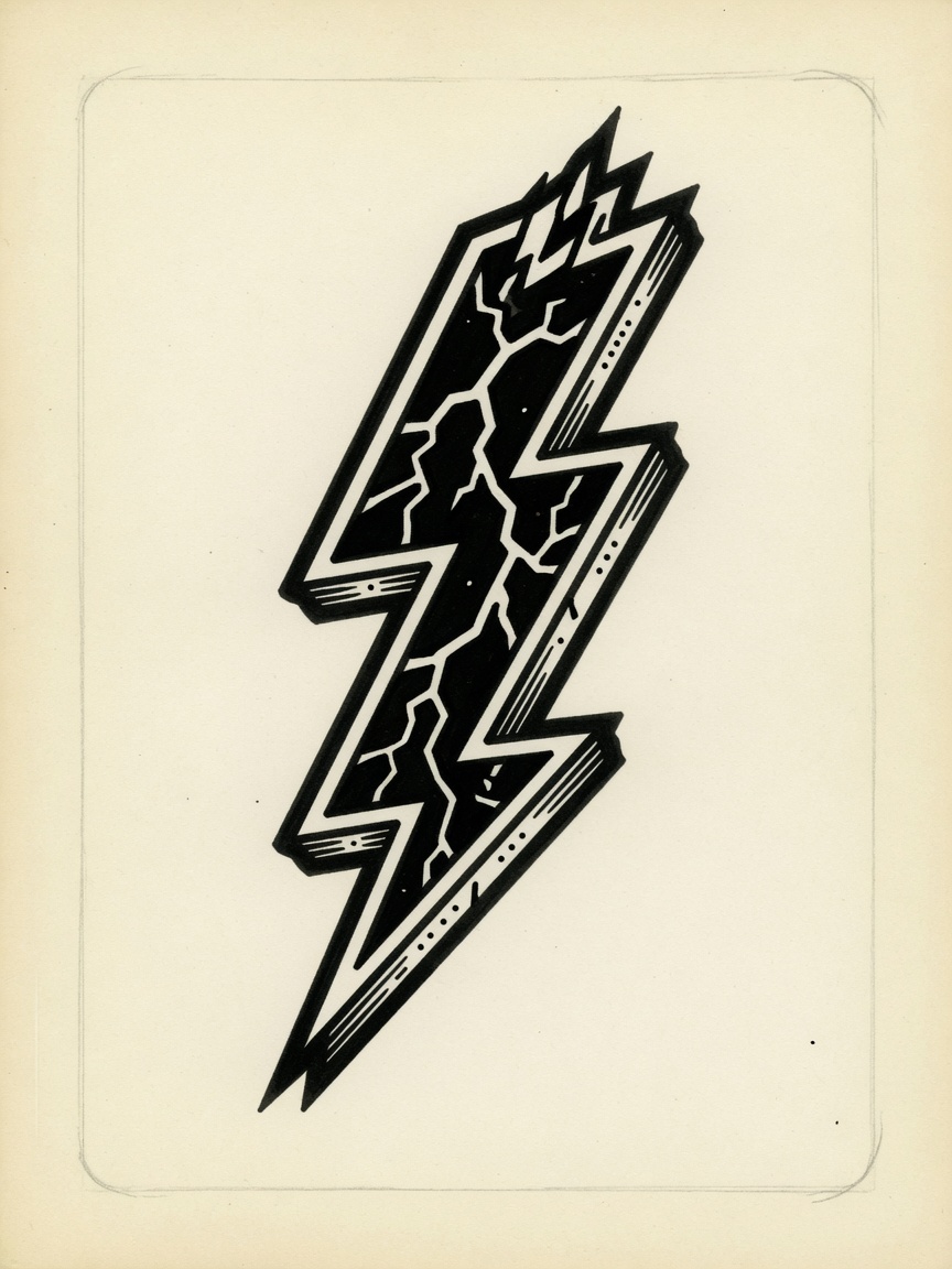 Lightning — American Traditional Tattoo Design — American Traditional lightning tattoo design