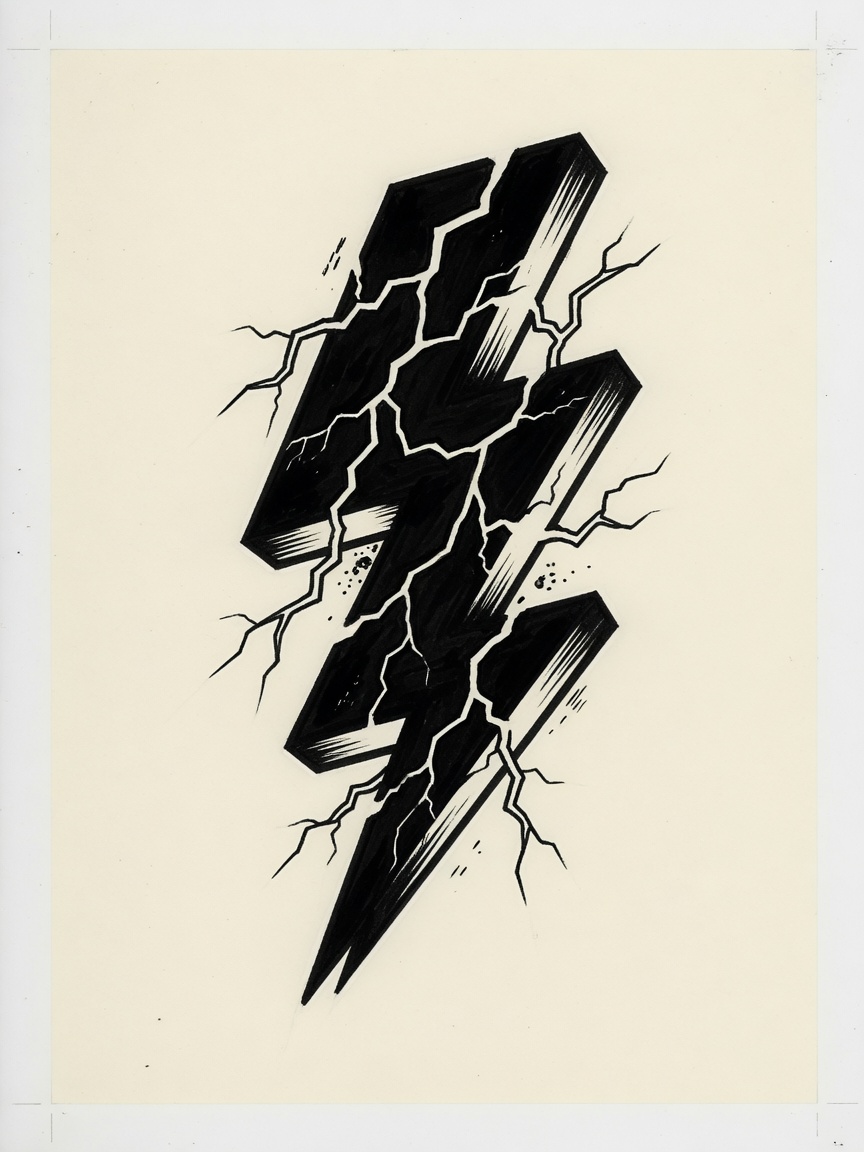 Lightning — Blackwork Tattoo Design — Blackwork lightning tattoo design