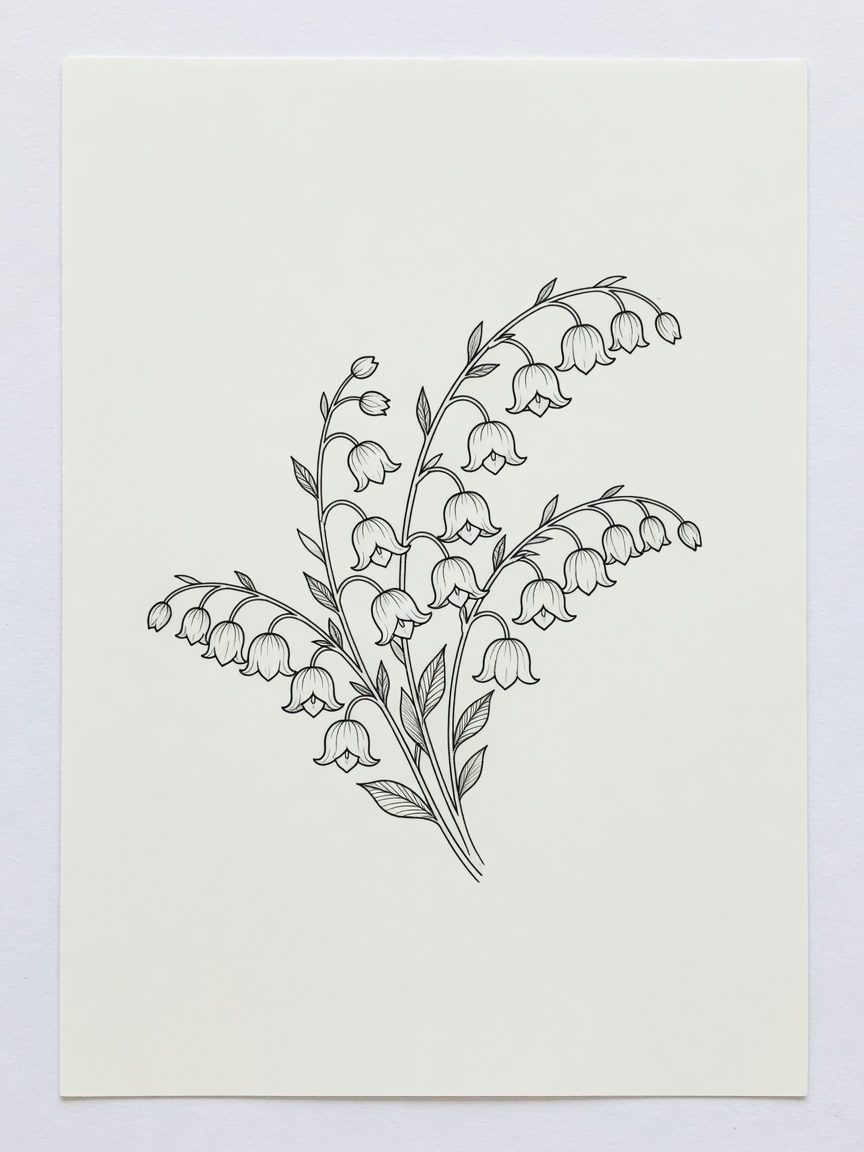 Lily of the Valley — Fine Line Tattoo — Fine Line lily-of-the-valley tattoo design