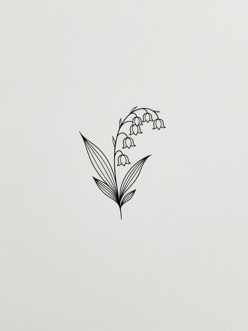 Lily of the Valley — Fine Line Tattoo — Fine Line lily-of-the-valley tattoo design