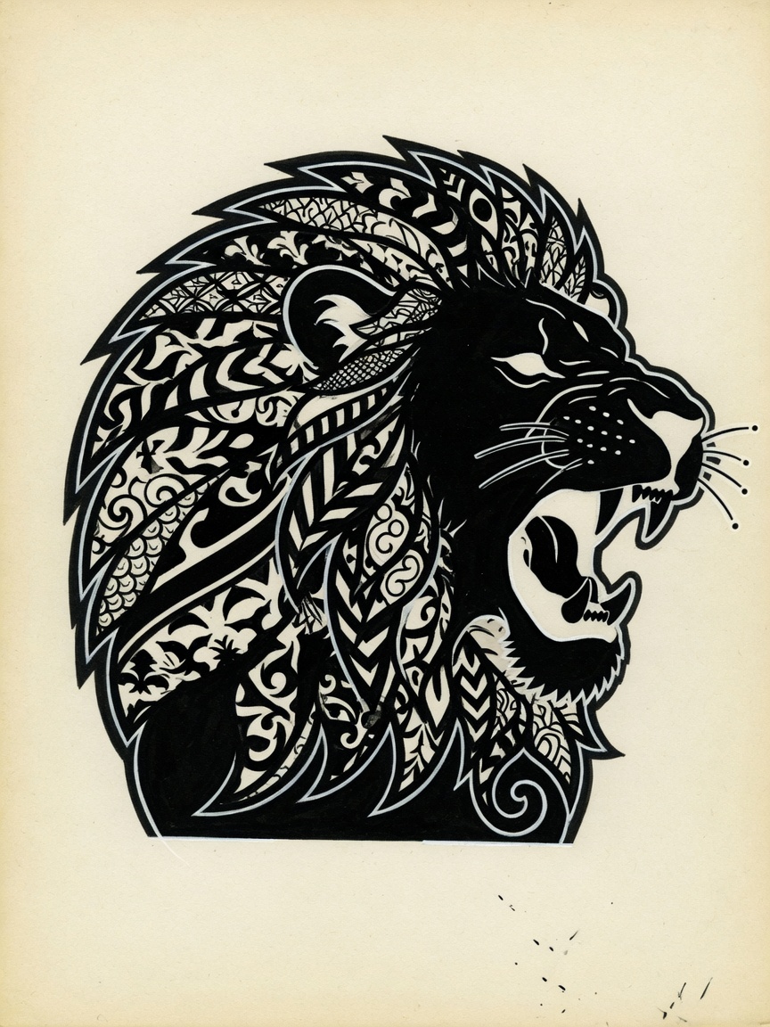 Lion — Blackwork Tattoo Design — Blackwork lion tattoo design