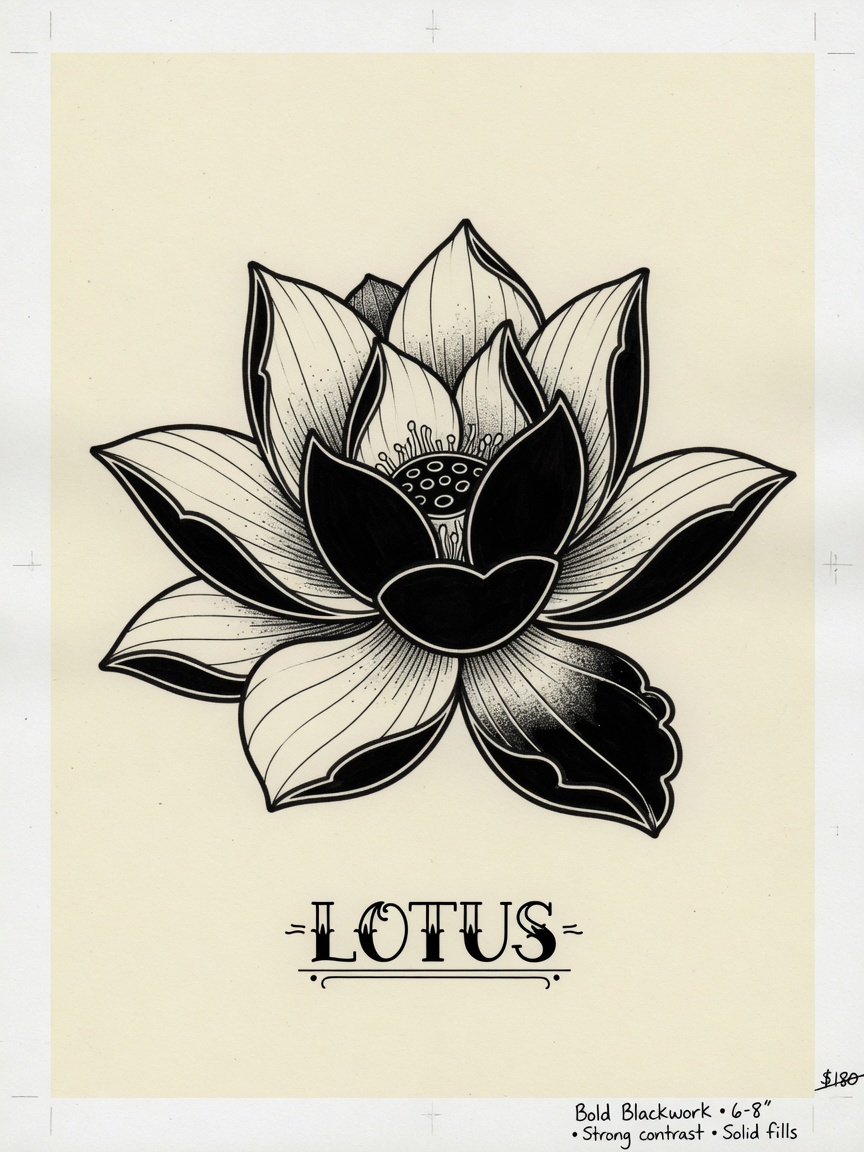 Lotus — Blackwork Tattoo — Blackwork lotus tattoo design