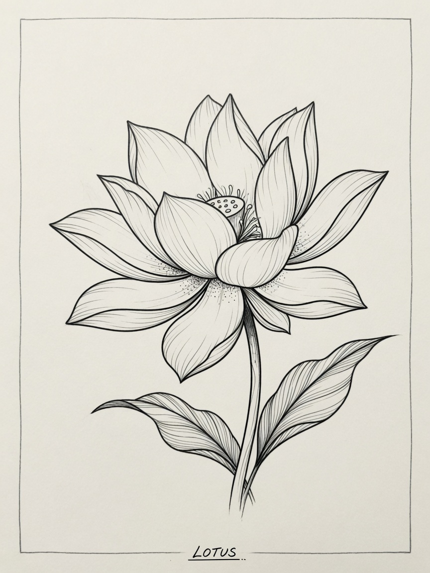 Lotus — Fine Line Tattoo — Fine Line lotus tattoo design
