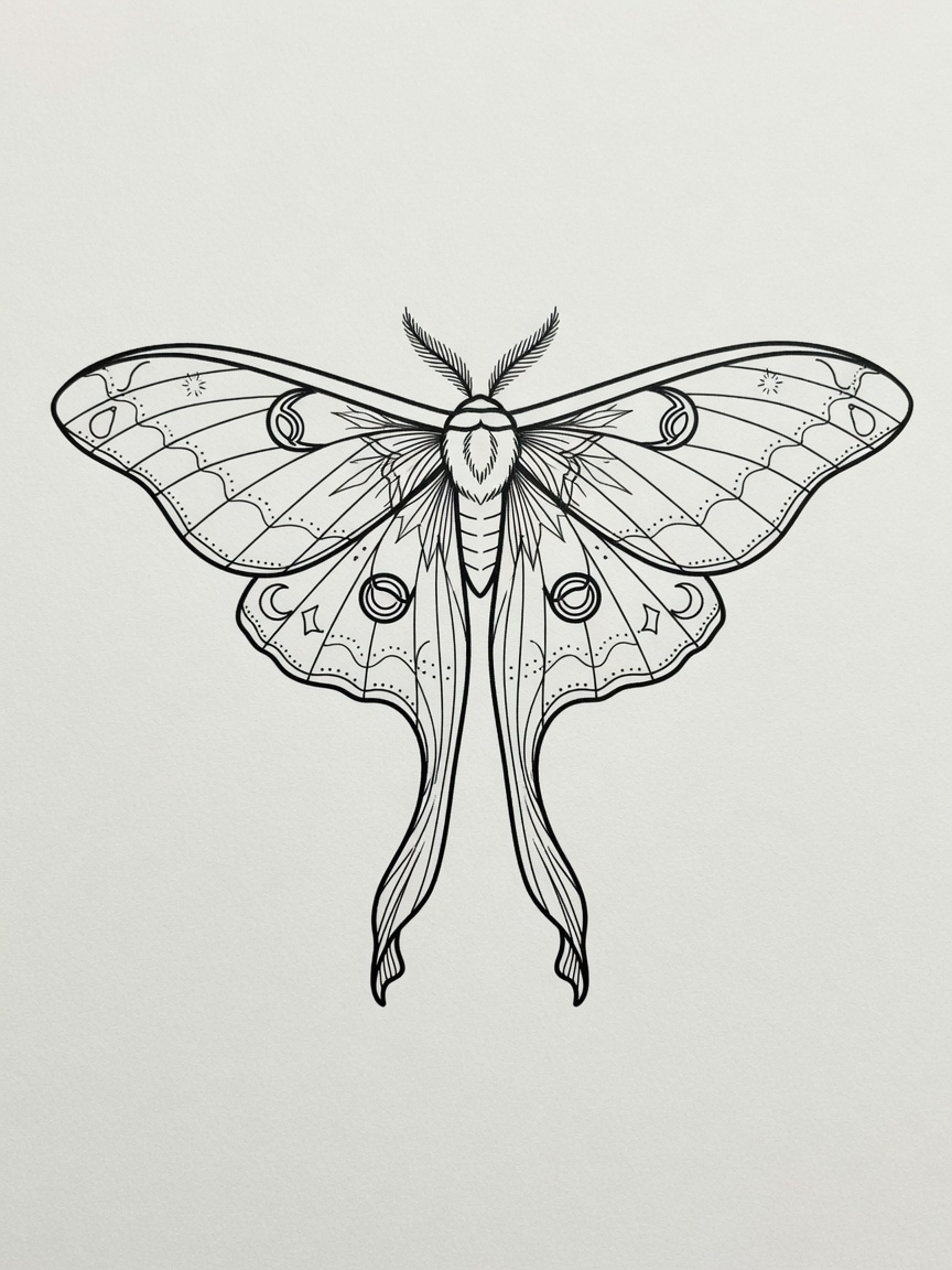 Moth — Fine Line Tattoo — Fine Line moth tattoo design