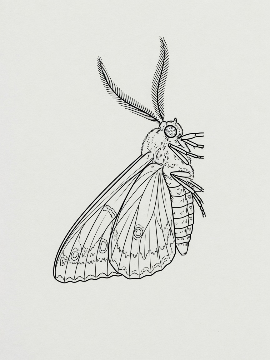 Moth — Fine Line Tattoo — Fine Line moth tattoo design