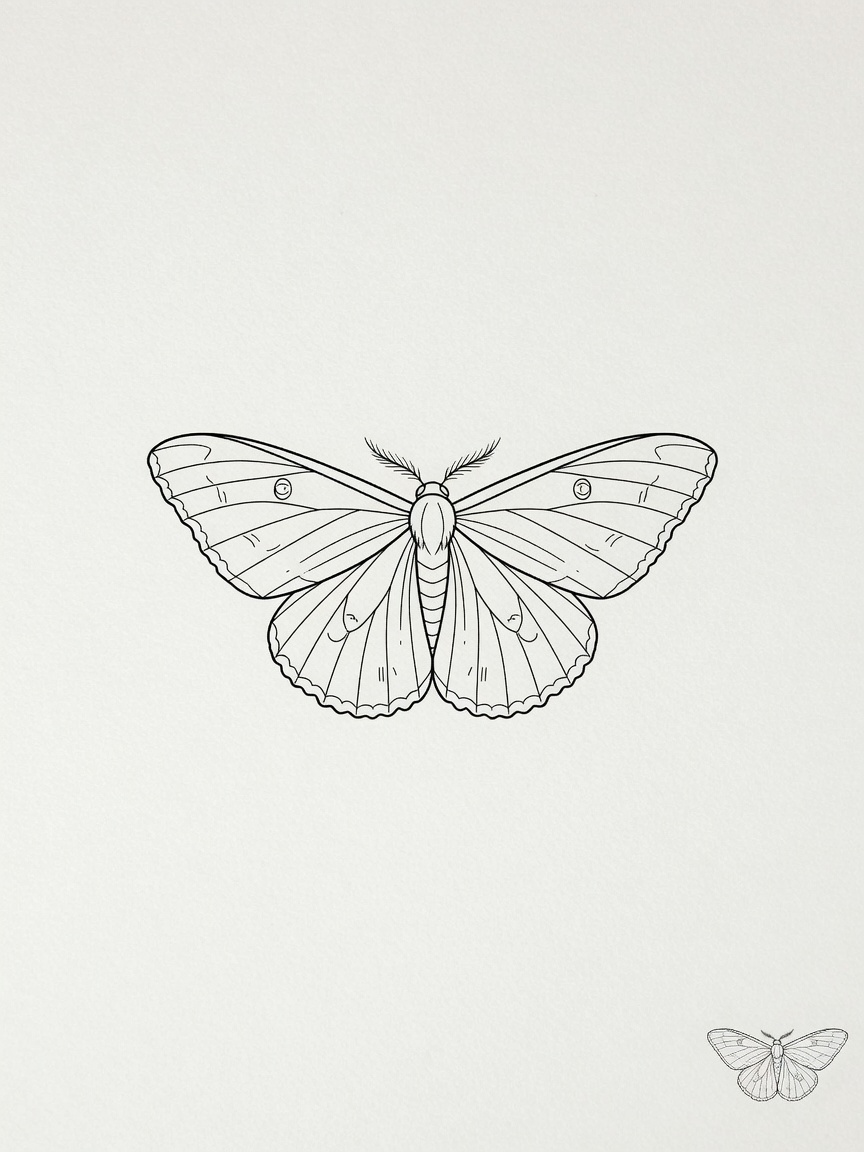 Moth — Fine Line Tattoo — Fine Line moth tattoo design