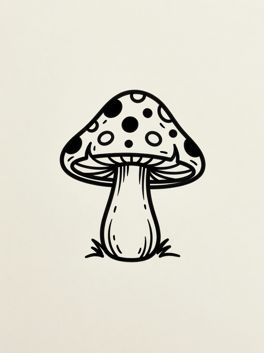 American Traditional Mushroom tattoo