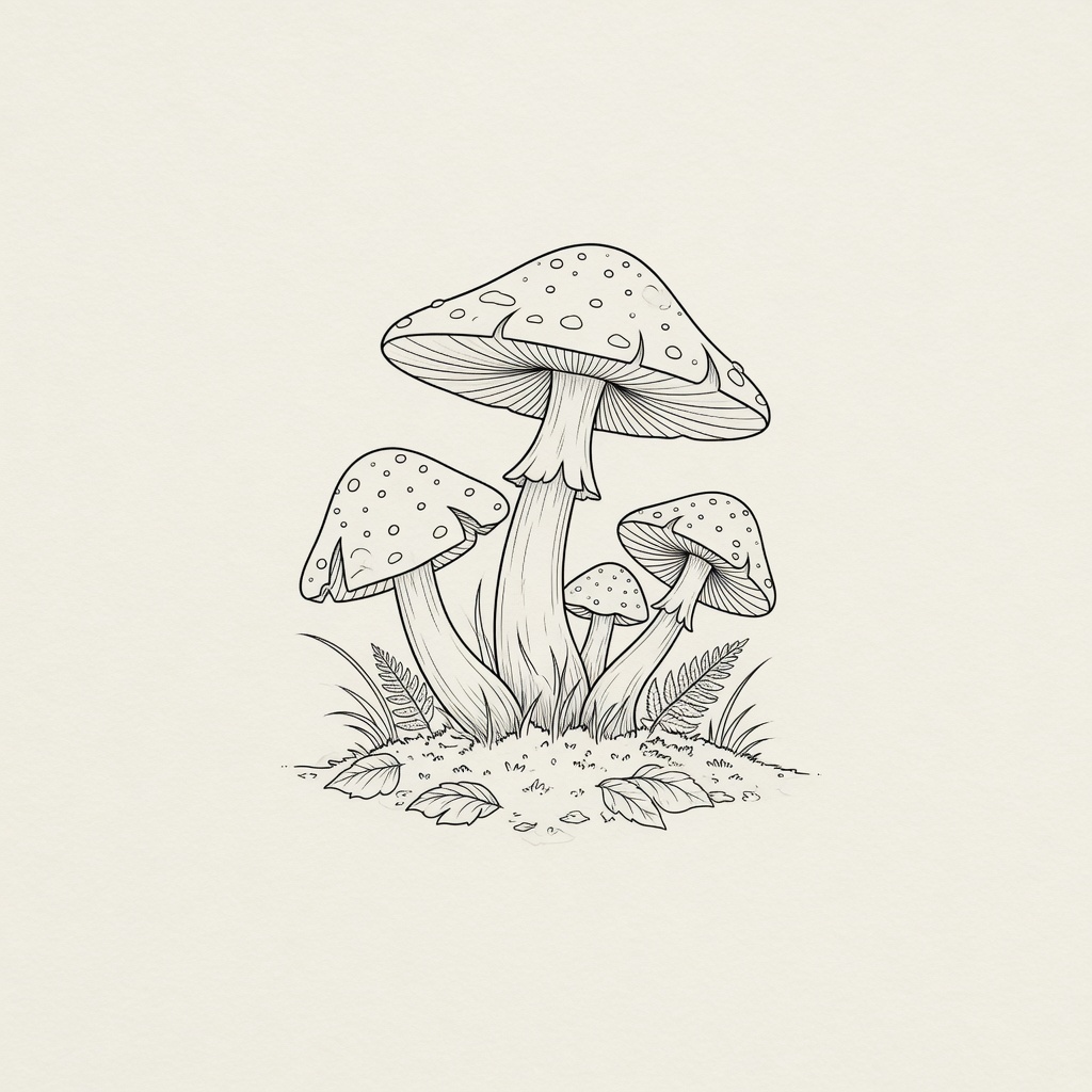 Mushroom — Fine Line Tattoo — Fine Line mushroom tattoo design