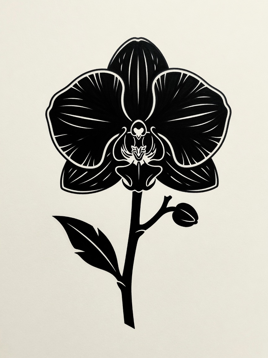Orchid — Blackwork Tattoo Design — Blackwork orchid tattoo design