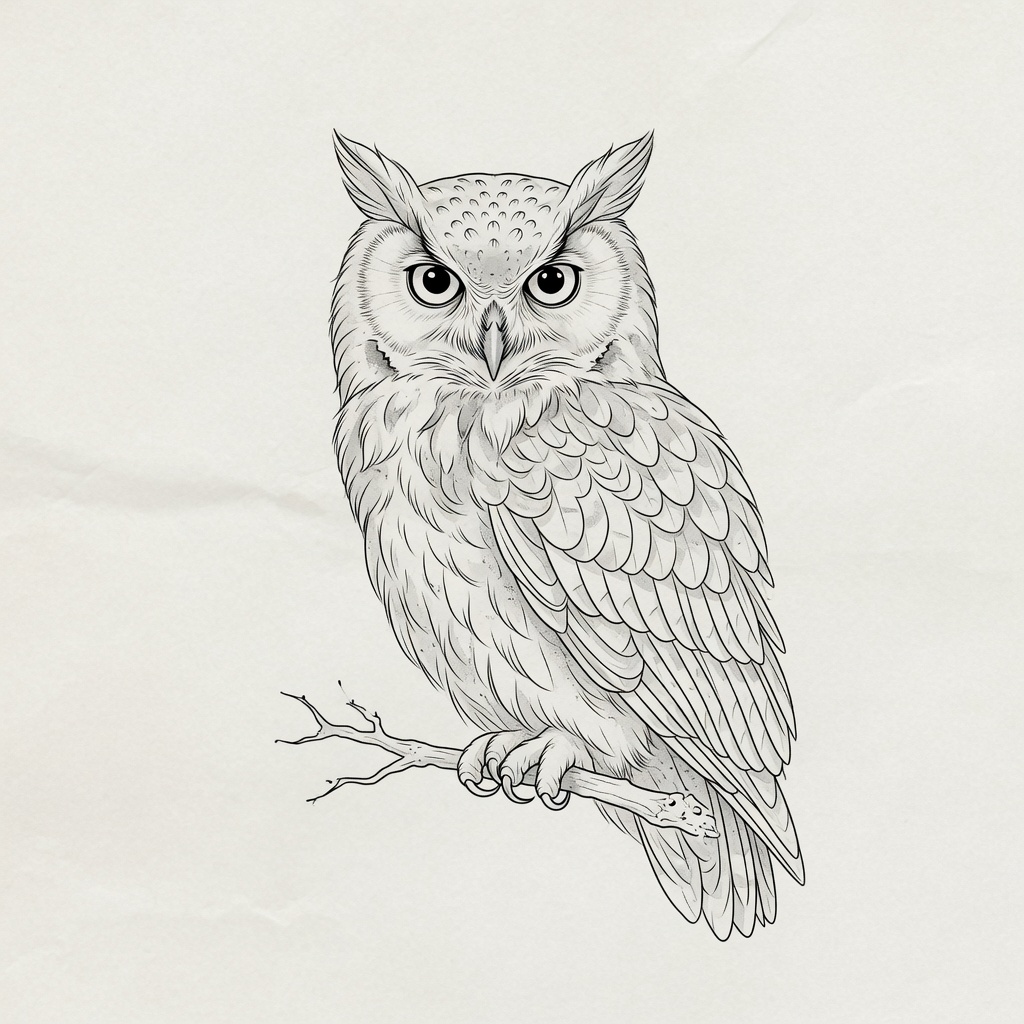 Owl — Fine Line Tattoo — Fine Line owl tattoo design