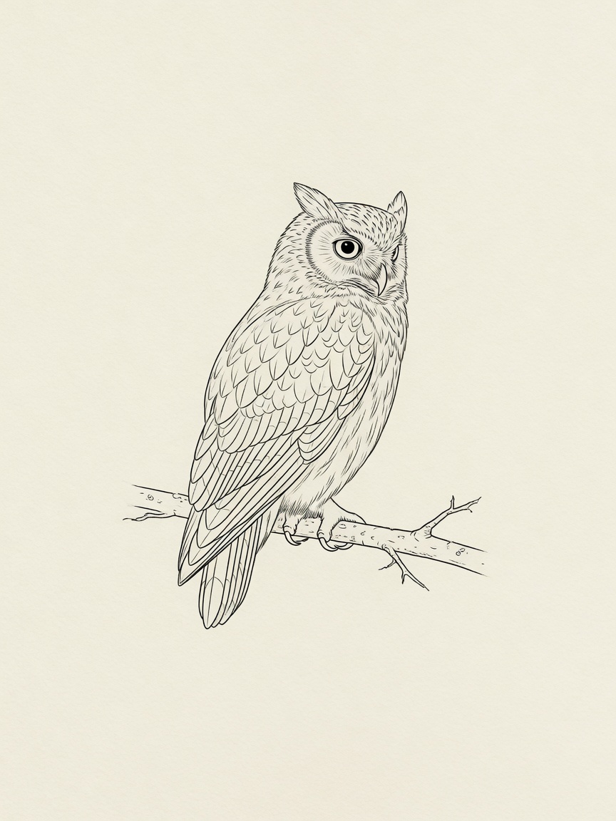Owl — Fine Line Tattoo — Fine Line owl tattoo design