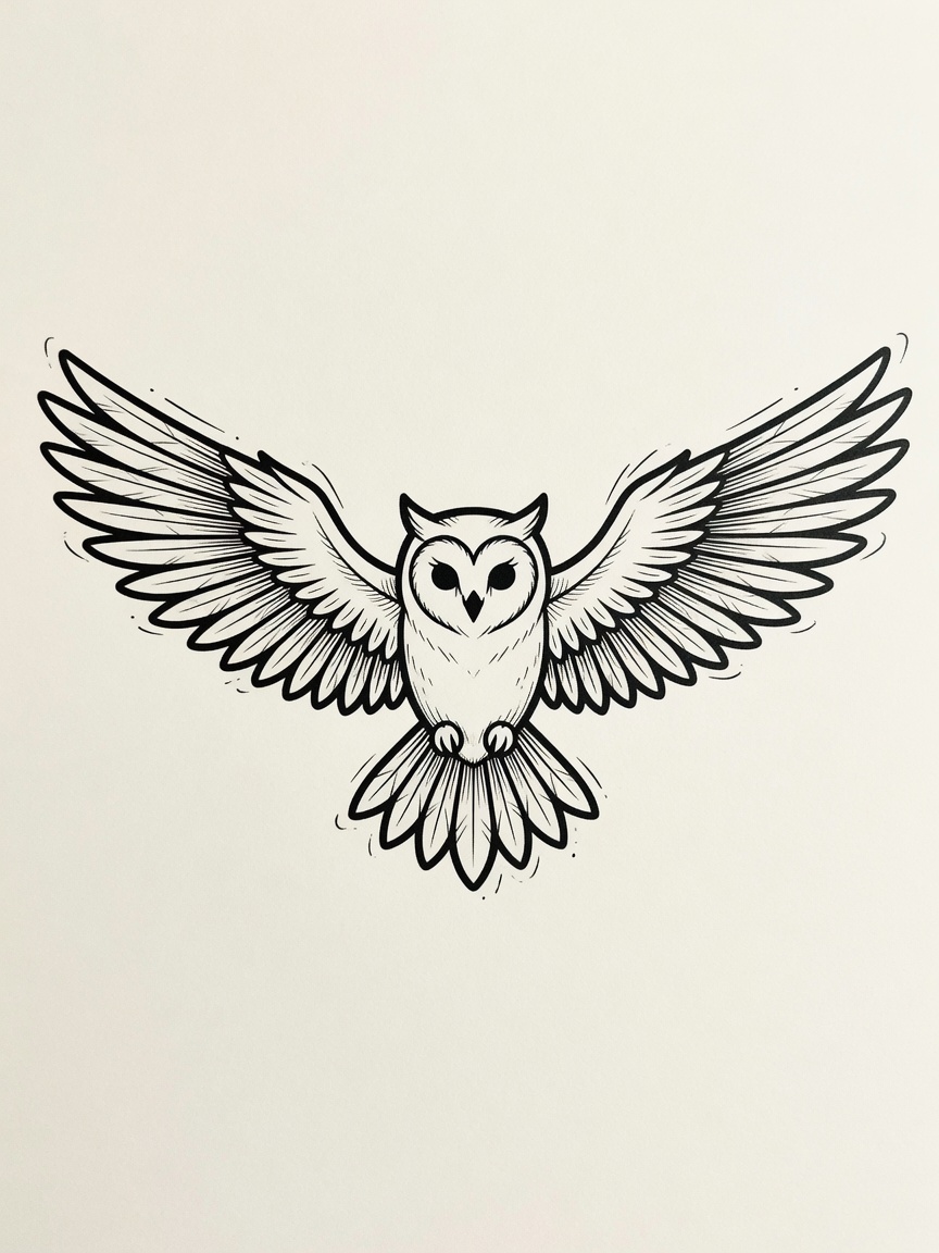Owl — Fine Line Tattoo — Fine Line owl tattoo design