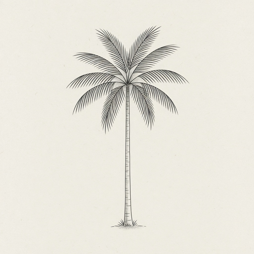 Palm Tree — Fine Line Tattoo — Fine Line palm-tree tattoo design