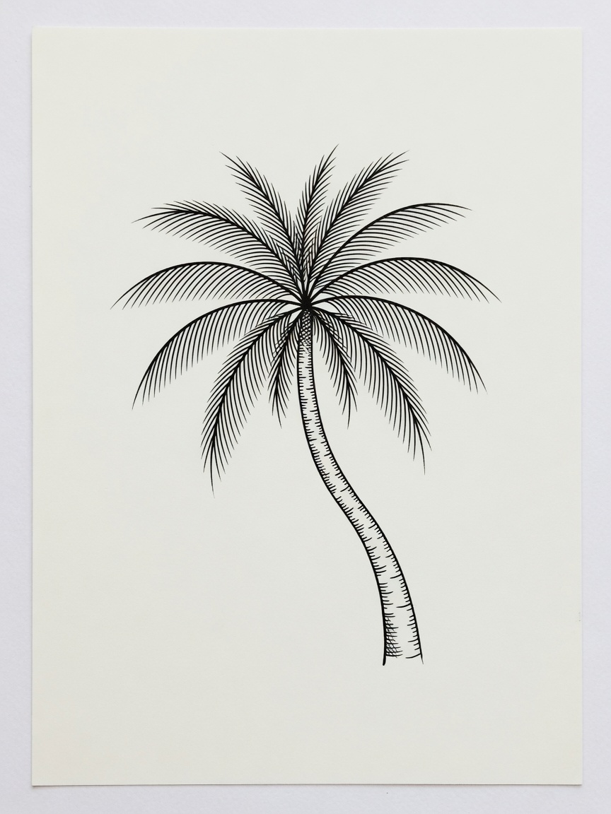 Palm Tree — Fine Line Tattoo — Fine Line palm-tree tattoo design