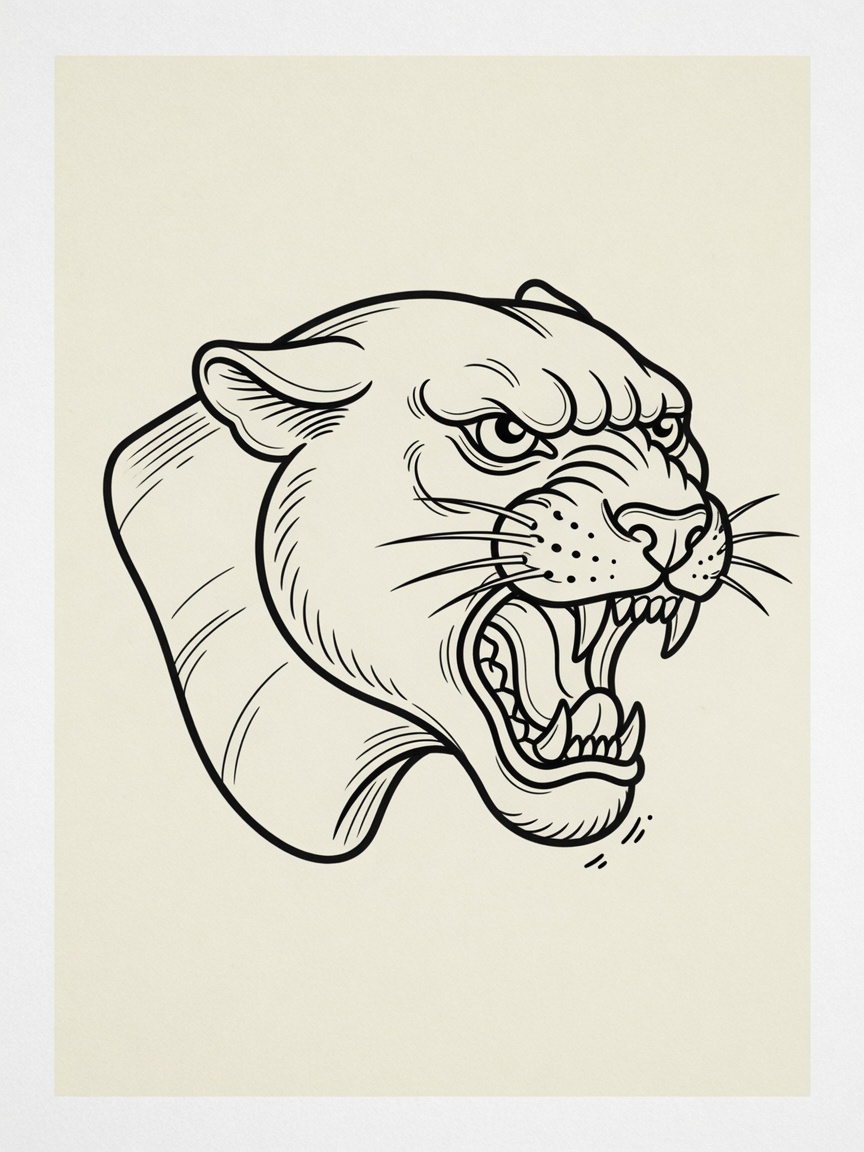 Panther — Fine Line Tattoo — Fine Line panther tattoo design